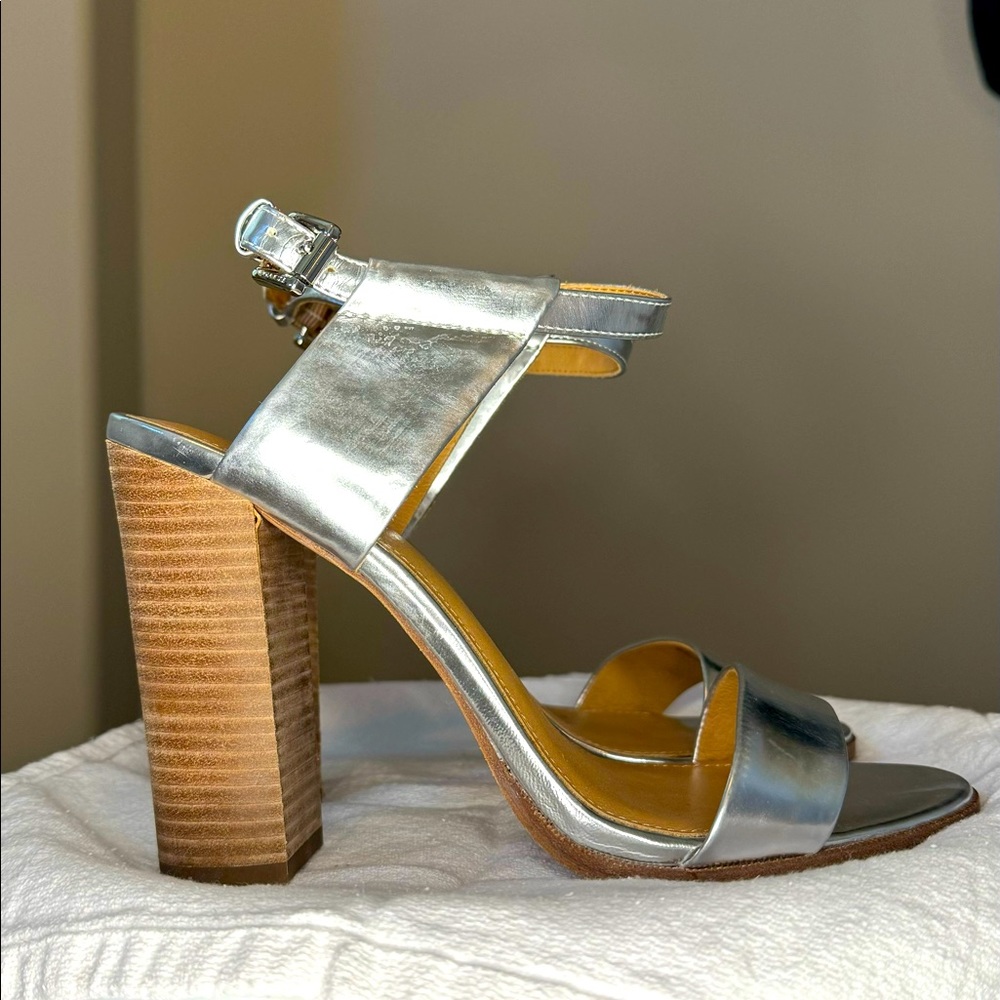 Coach Lexey Metallic Block Heel Sandal